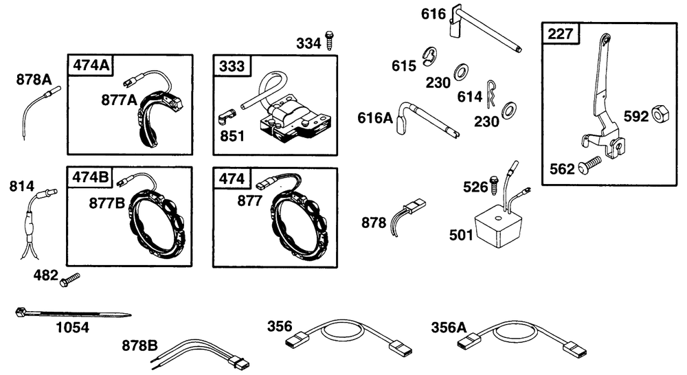 Elect, Controls Diagram and Parts List for 282707-0118-XX  Briggs and Stratton Engine